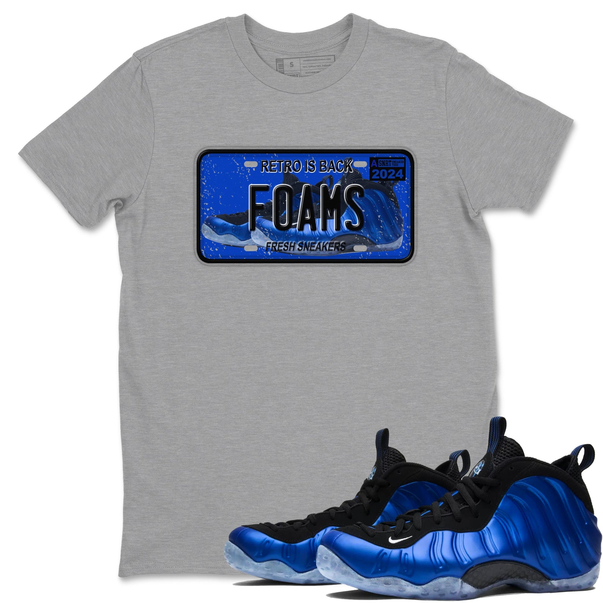 Foams One Royal shirts to match jordans Sneaker Plate sneaker match tees Air Foamposite One Royal match shoes to clothes SNRT Sneaker Tees unisex cotton Heather Grey 1 shirts