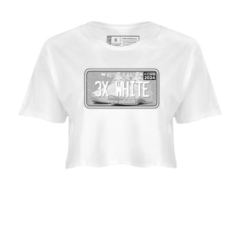 Sneaker Plate womens crop tee made to vibe with the Air Foamposite One Triple White sneakers — the perfect match in White 2.