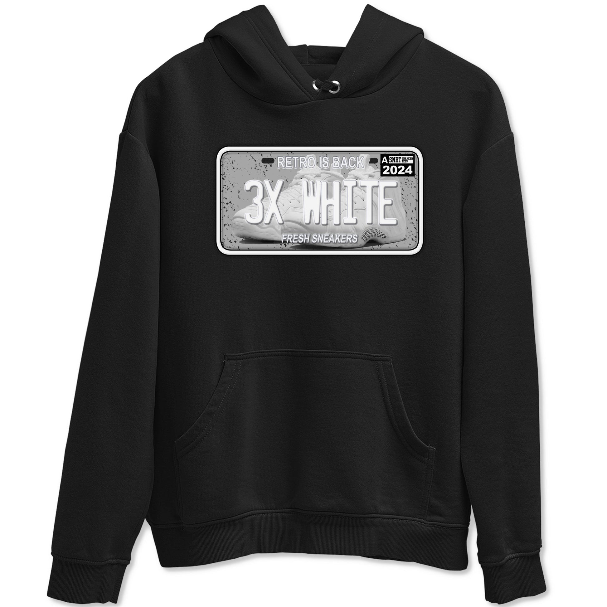 Sneaker Plate sneaker match t-shirt styled to complete your fit with the Air Foamposite One Triple White sneakers, shown in Black 2.