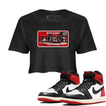 1s Black Toe Reimagined shirts to match jordans Sneaker Plate sneaker match tees Air Jordan 1 Black Toe Reimagined SNRT Sneaker Release Tees unisex cotton Black 1 Crop Shirts