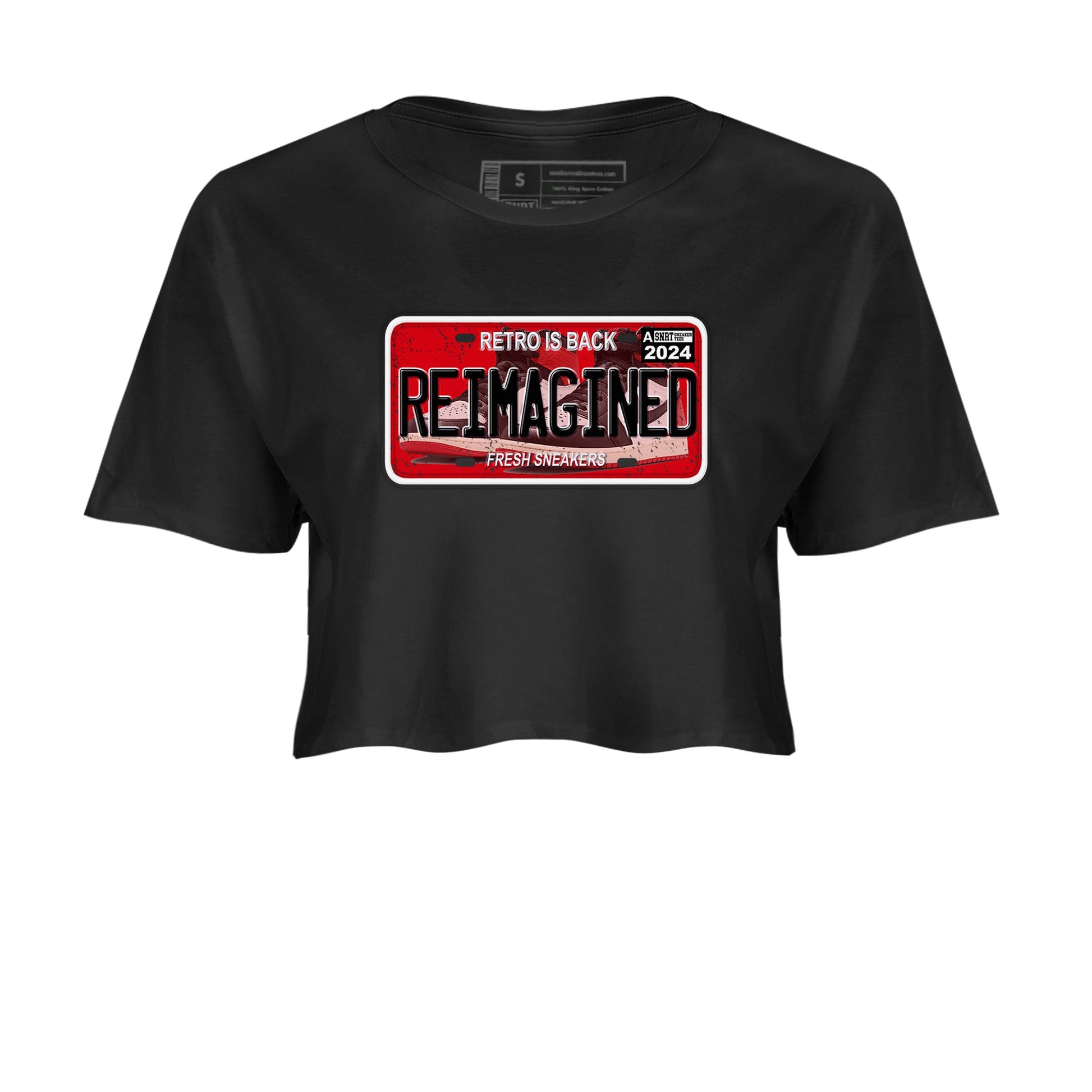 1s Black Toe Reimagined shirts to match jordans Sneaker Plate sneaker match tees Air Jordan 1 Black Toe Reimagined SNRT Sneaker Release Tees unisex cotton Black 2 Crop Shirts