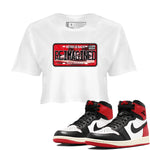 1s Black Toe Reimagined shirts to match jordans Sneaker Plate sneaker match tees Air Jordan 1 Black Toe Reimagined SNRT Sneaker Release Tees unisex cotton White 1 Crop Shirts