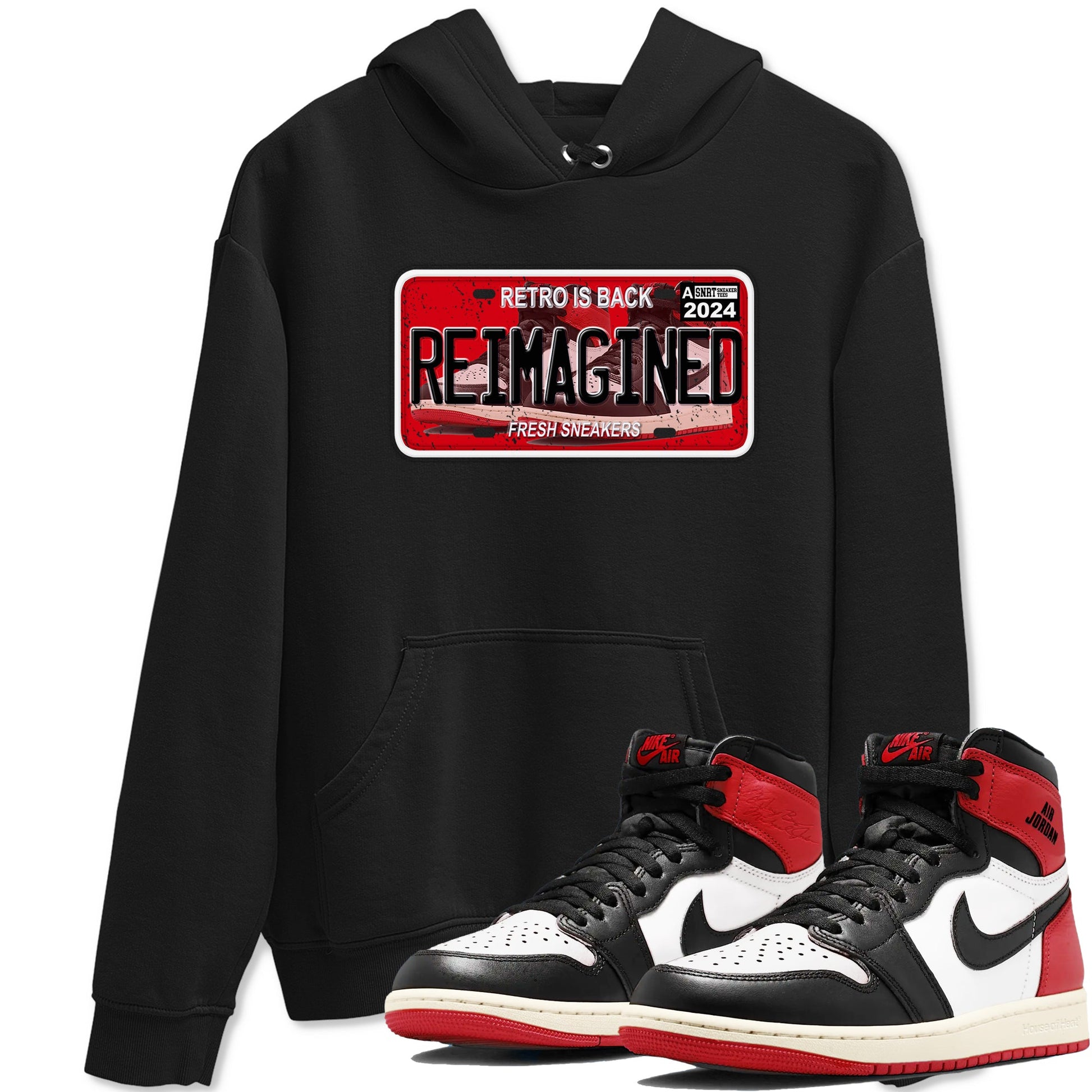 1s Black Toe Reimagined shirts to match jordans Sneaker Plate sneaker match tees Air Jordan 1 Black Toe Reimagined SNRT Sneaker Release Tees unisex cotton Black 1 crew neck shirts