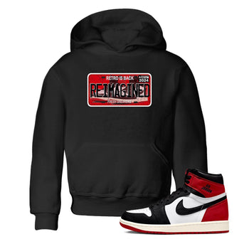 1s Black Toe Reimagined shirts to match jordans Sneaker Plate sneaker match tees Air Jordan 1 Black Toe Reimagined SNRT Sneaker Release Tees Youth Baby Black 1 crew neck shirts