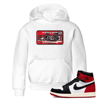 1s Black Toe Reimagined shirts to match jordans Sneaker Plate sneaker match tees Air Jordan 1 Black Toe Reimagined SNRT Sneaker Release Tees Youth Baby White 1 crew neck shirts