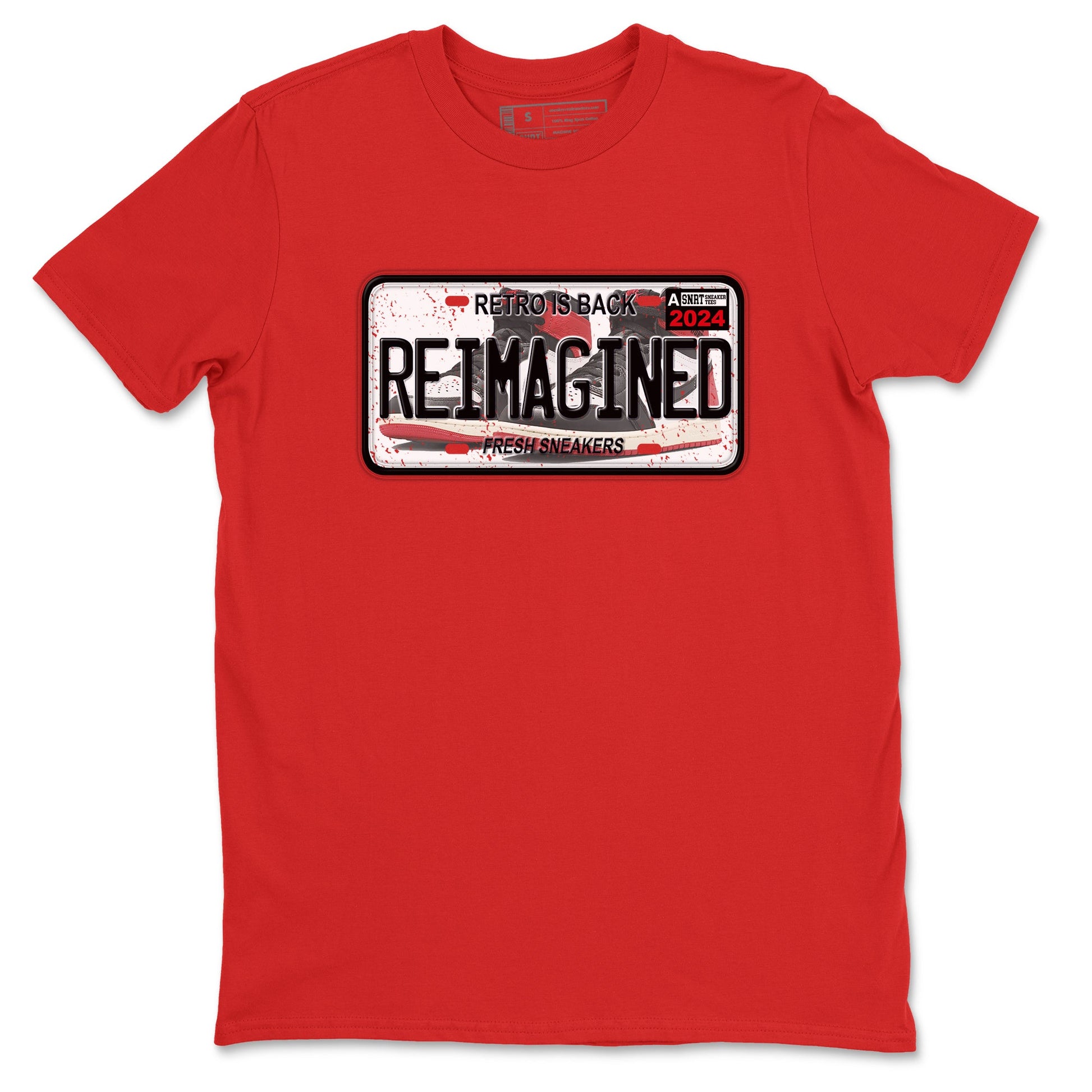 1s Black Toe Reimagined shirts to match jordans Sneaker Plate sneaker match tees Air Jordan 1 Black Toe Reimagined SNRT Sneaker Release Tees unisex cotton Red 2 crew neck shirts