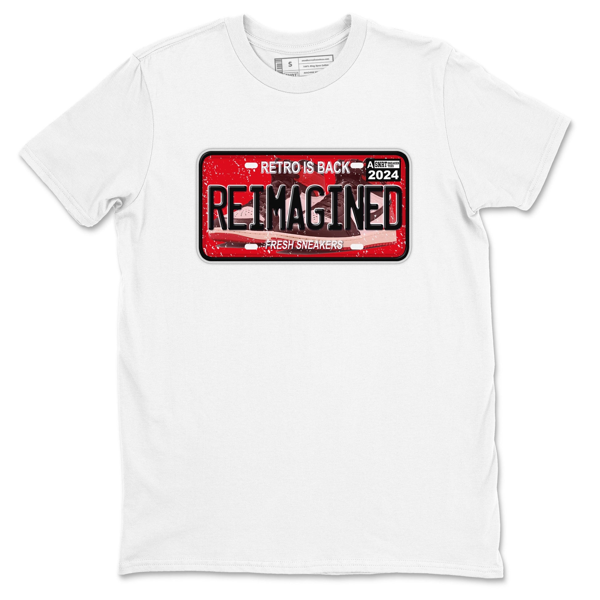 1s Black Toe Reimagined shirts to match jordans Sneaker Plate sneaker match tees Air Jordan 1 Black Toe Reimagined SNRT Sneaker Release Tees unisex cotton White 2 crew neck shirts