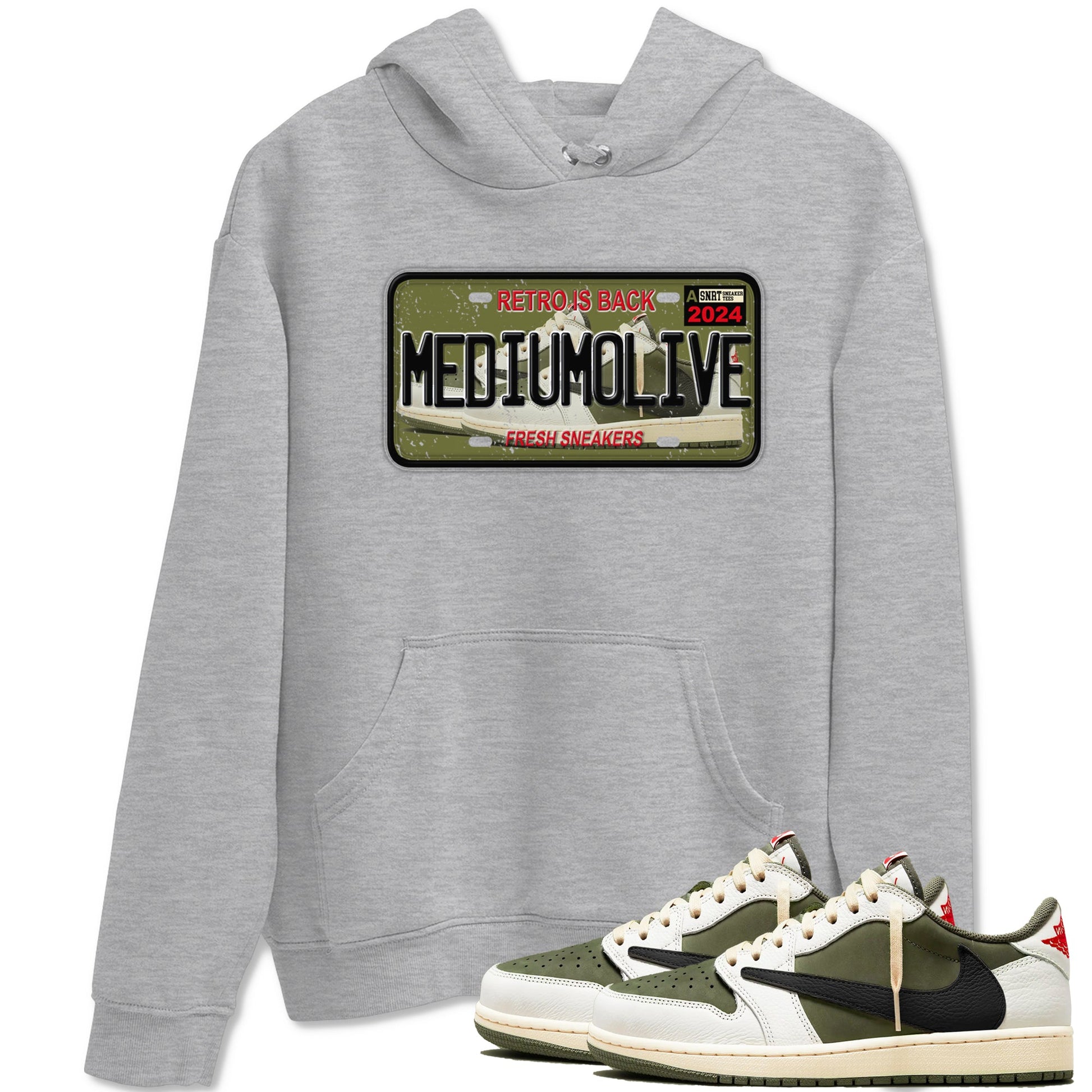 1s Travis Scott Medium Olive shirts to match jordans Sneaker Plate sneaker match tees Air Jordan 1 Travis Scott Medium Olive match shoes to clothes SNRT Sneaker Tees unisex cotton Heather Grey 1 shirts