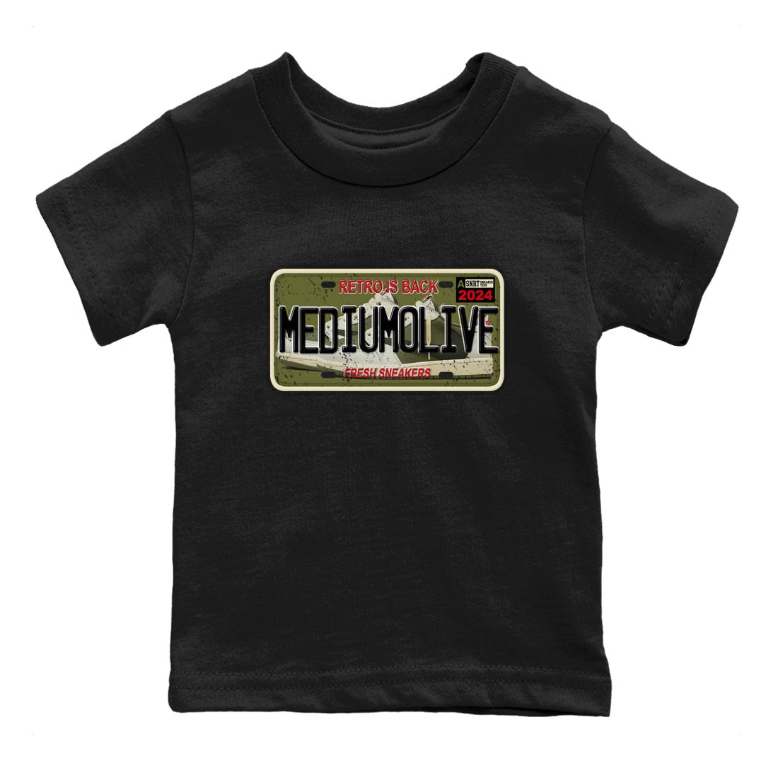 1s Travis Scott Medium Olive shirts to match jordans Sneaker Plate sneaker match tees Air Jordan 1 Travis Scott Medium Olive match shoes to clothes SNRT Sneaker Tees Youth Baby Black 2 tee