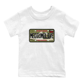 1s Travis Scott Medium Olive shirts to match jordans Sneaker Plate sneaker match tees Air Jordan 1 Travis Scott Medium Olive match shoes to clothes SNRT Sneaker Tees Youth Baby White 2 tee