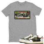 1s Travis Scott Medium Olive shirts to match jordans Sneaker Plate sneaker match tees Air Jordan 1 Travis Scott Medium Olive match shoes to clothes SNRT Sneaker Tees unisex cotton Heather Grey 1 shirts