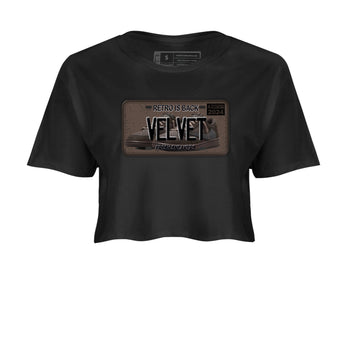 AJ1 Travis Scott Velvet Brown and Dark Mocha shirts to match jordans Sneaker Plate sneaker match tees 1s Travis Scott Velvet Brown match shoes to clothes SNRT Sneaker Tees unisex cotton Black 2 crop tee