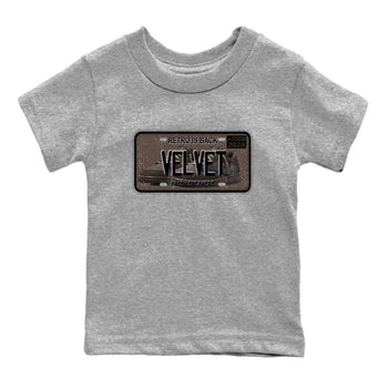 AJ1 Travis Scott Velvet Brown and Dark Mocha shirts to match jordans Sneaker Plate sneaker match tees 1s Travis Scott Velvet Brown match shoes to clothes SNRT Sneaker Tees Youth Baby Heather Grey 2 tee