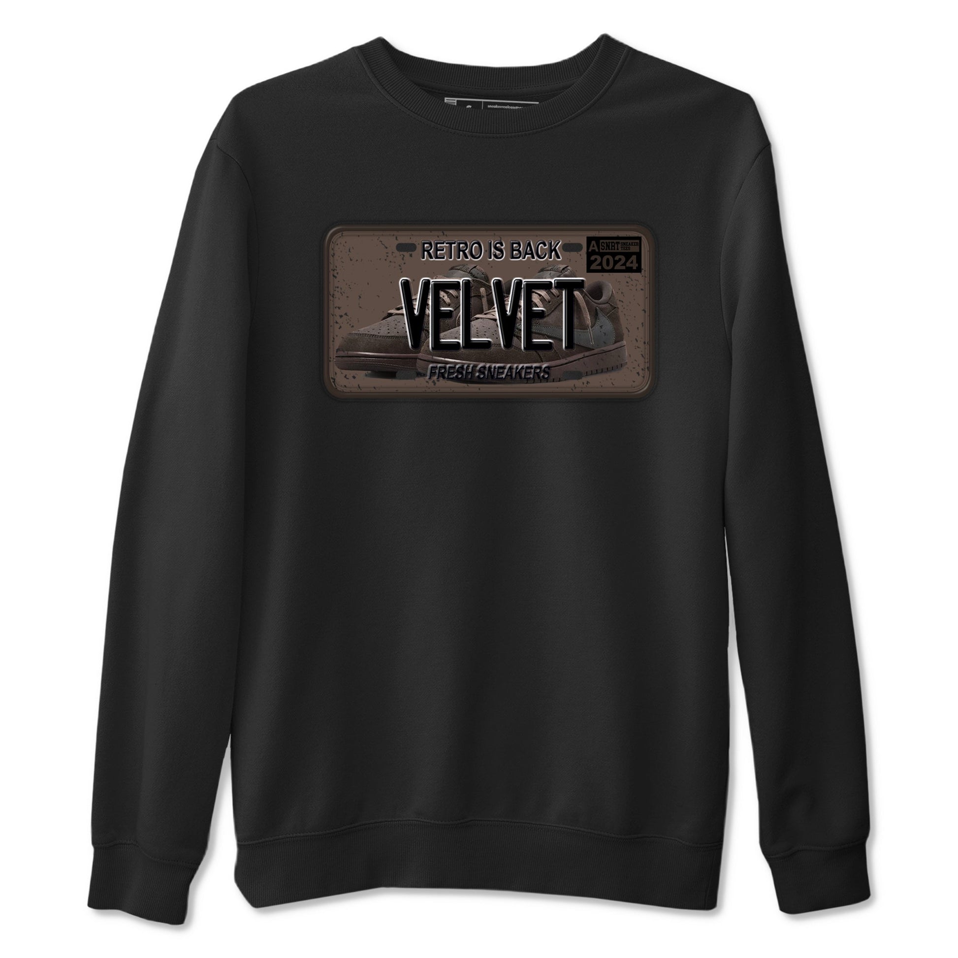 AJ1 Travis Scott Velvet Brown and Dark Mocha shirts to match jordans Sneaker Plate sneaker match tees 1s Travis Scott Velvet Brown match shoes to clothes SNRT Sneaker Tees unisex cotton Black 2 shirts