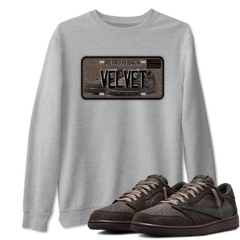 AJ1 Travis Scott Velvet Brown and Dark Mocha shirts to match jordans Sneaker Plate sneaker match tees 1s Travis Scott Velvet Brown match shoes to clothes SNRT Sneaker Tees unisex cotton Heather Grey 1 shirts