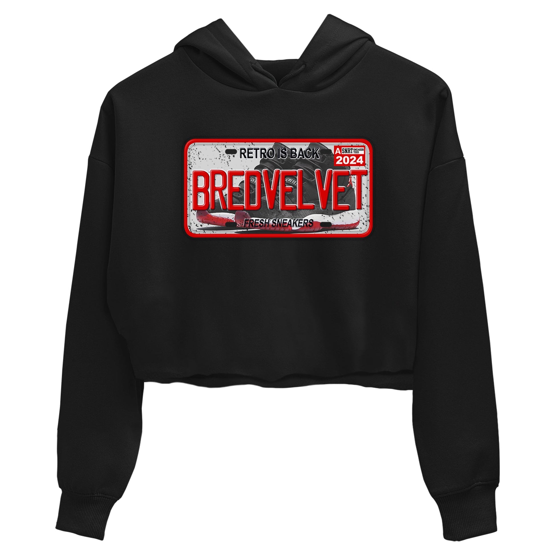 11s Bred Velvet shirts to match jordans Sneaker Plate sneaker match tees Air Jordan 11 Bred Velvet SNRT Sneaker Release Tees unisex cotton Black 2 Crop Shirts