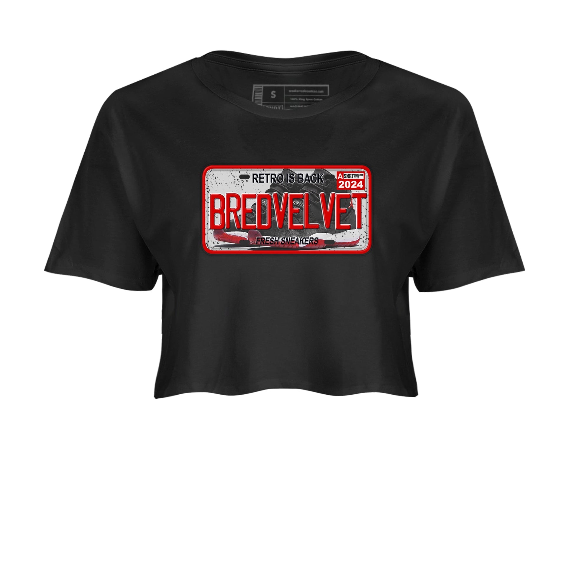 11s Bred Velvet shirts to match jordans Sneaker Plate sneaker match tees Air Jordan 11 Bred Velvet SNRT Sneaker Release Tees unisex cotton Black 2 Crop Shirts