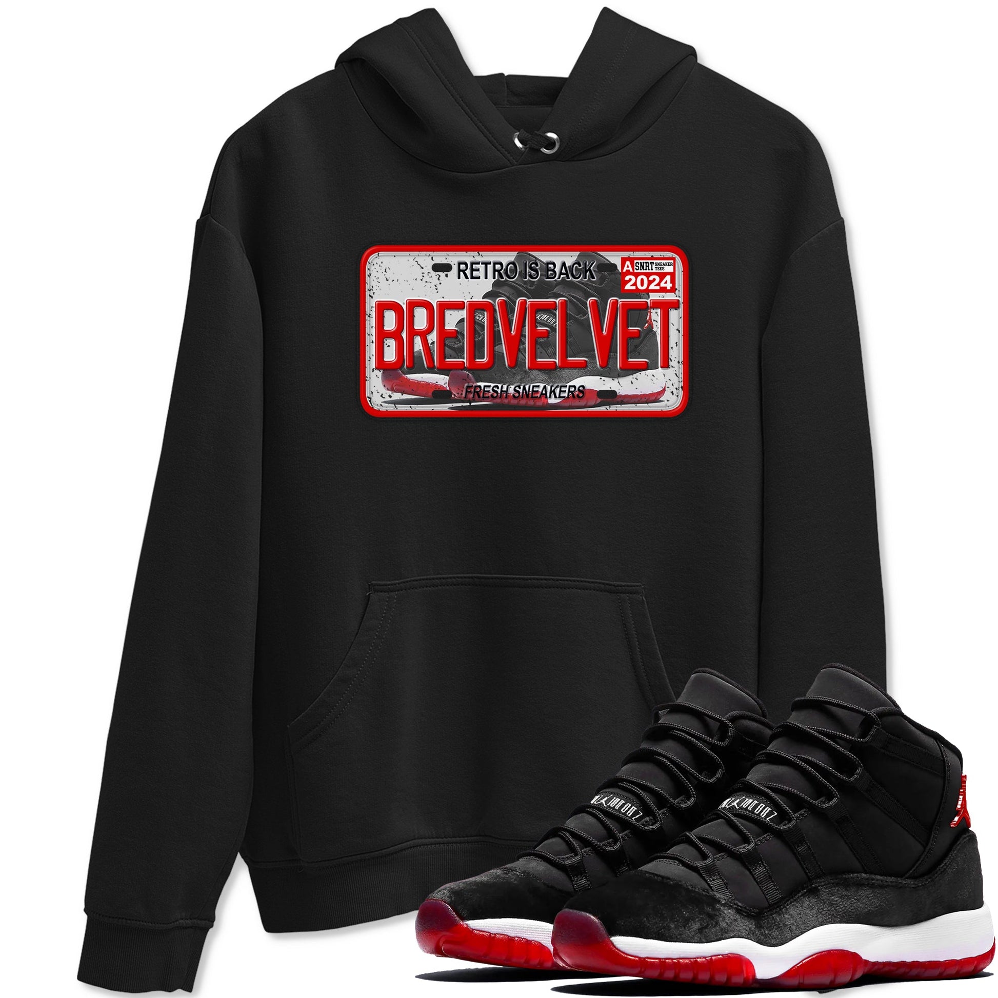 11s Bred Velvet shirts to match jordans Sneaker Plate sneaker match tees Air Jordan 11 Bred Velvet SNRT Sneaker Release Tees unisex cotton Black 1 crew neck shirts