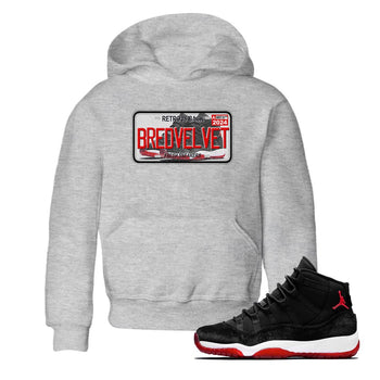 11s Bred Velvet shirts to match jordans Sneaker Plate sneaker match tees Air Jordan 11 Bred Velvet SNRT Sneaker Release Tees Youth Baby Heather Grey 1 crew neck shirts