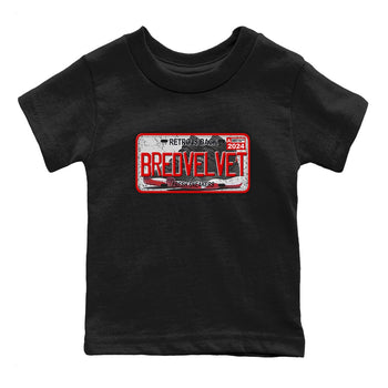 11s Bred Velvet shirts to match jordans Sneaker Plate sneaker match tees Air Jordan 11 Bred Velvet SNRT Sneaker Release Tees Youth Baby Black 2 crew neck shirts