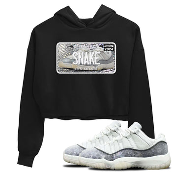 11s Year Of The Snake shirts to match jordans  Sneaker Plate shirts to match jordans Air Jordan 11 Retro Low Year Of The Snake match shoes to clothes SNRT Sneaker Tees unisex cotton Black 1 crop tee