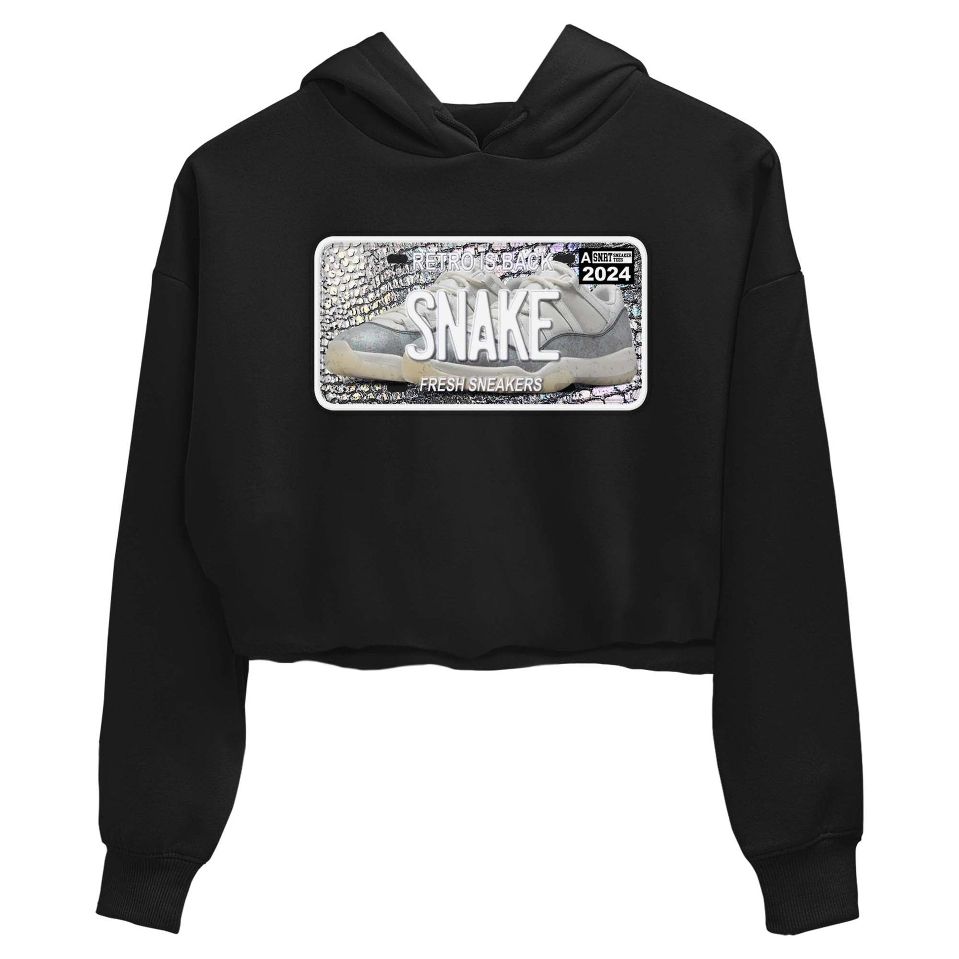 11s Year Of The Snake shirts to match jordans  Sneaker Plate shirts to match jordans Air Jordan 11 Retro Low Year Of The Snake match shoes to clothes SNRT Sneaker Tees unisex cotton Black 2 crop tee