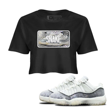 11s Year Of The Snake shirts to match jordans  Sneaker Plate shirts to match jordans Air Jordan 11 Retro Low Year Of The Snake match shoes to clothes SNRT Sneaker Tees unisex cotton Black 1 crop tee