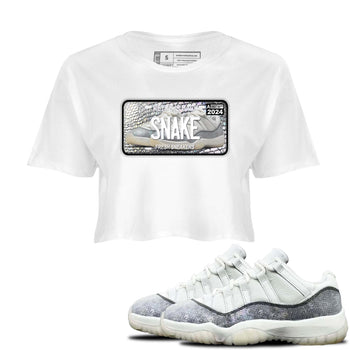 11s Year Of The Snake shirts to match jordans  Sneaker Plate shirts to match jordans Air Jordan 11 Retro Low Year Of The Snake match shoes to clothes SNRT Sneaker Tees unisex cotton White 1 crop tee