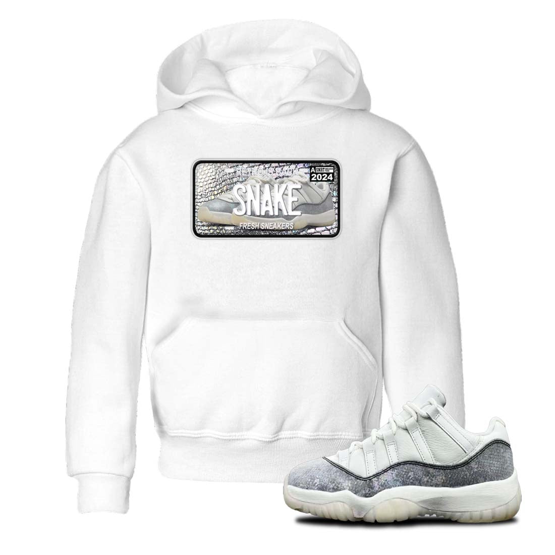 11s Year Of The Snake shirts to match jordans  Sneaker Plate shirts to match jordans Air Jordan 11 Retro Low Year Of The Snake match shoes to clothes SNRT Sneaker Tees Youth Baby White 1 tee