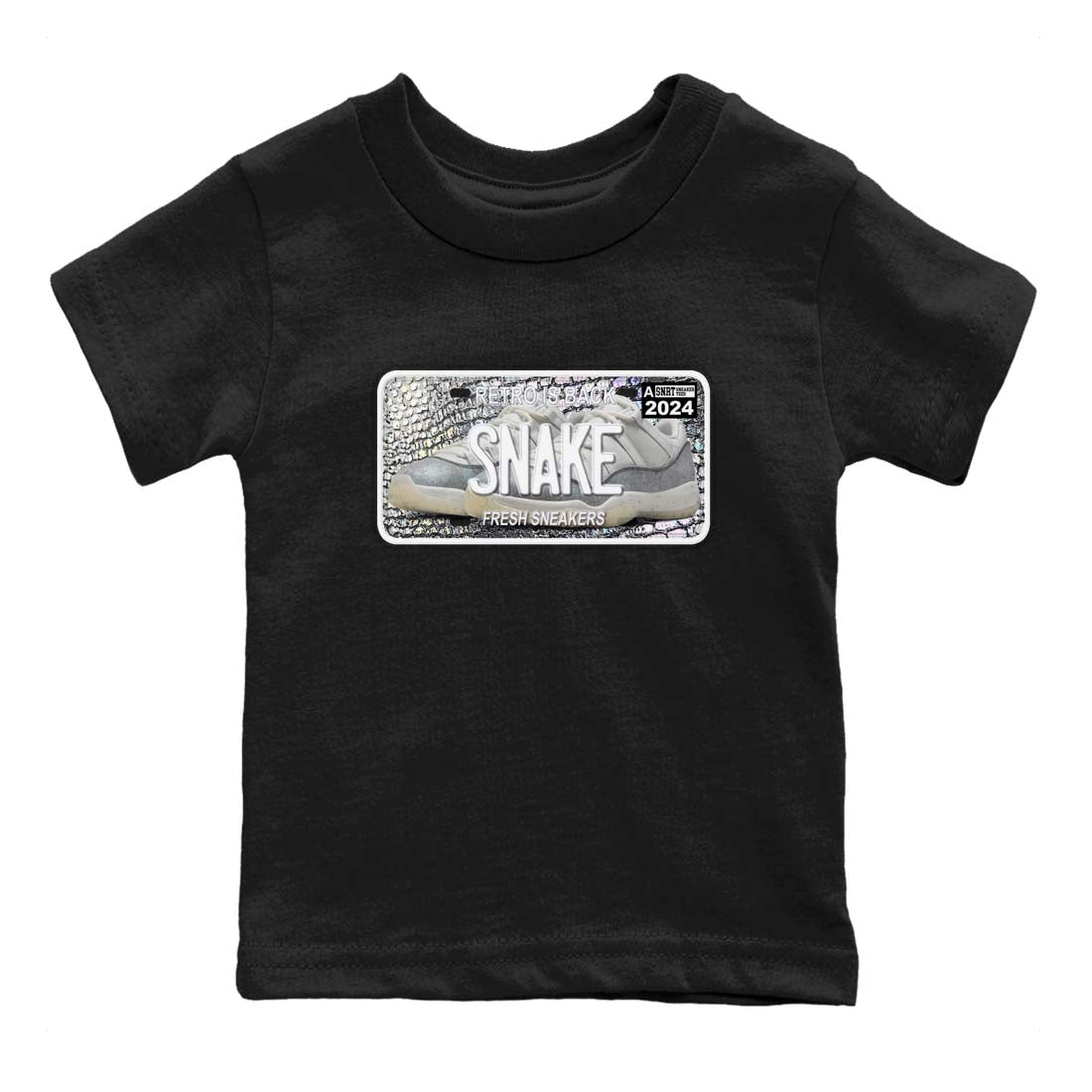 11s Year Of The Snake shirts to match jordans  Sneaker Plate shirts to match jordans Air Jordan 11 Retro Low Year Of The Snake match shoes to clothes SNRT Sneaker Tees Youth Baby Black 2 tee