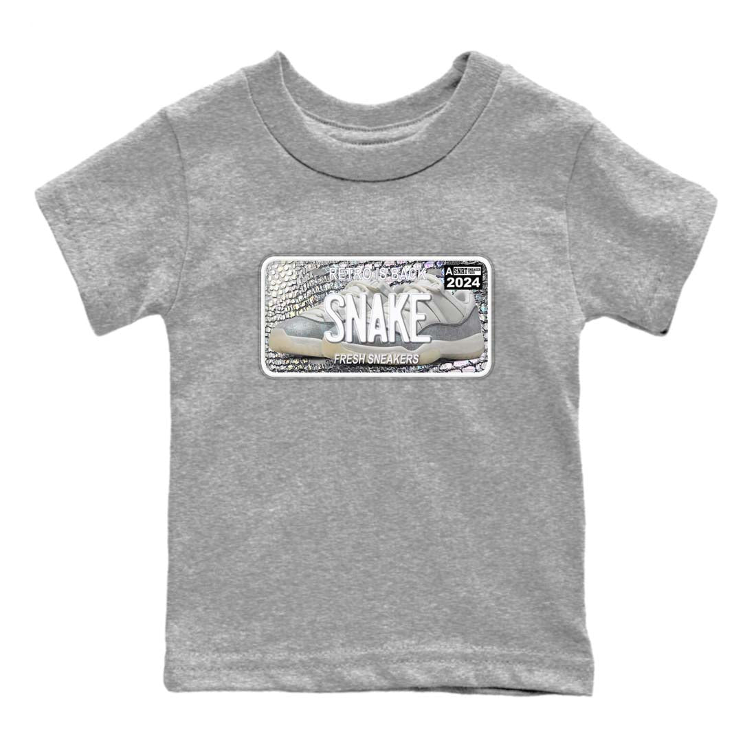 11s Year Of The Snake shirts to match jordans  Sneaker Plate shirts to match jordans Air Jordan 11 Retro Low Year Of The Snake match shoes to clothes SNRT Sneaker Tees Youth Baby Heather Grey 2 tee