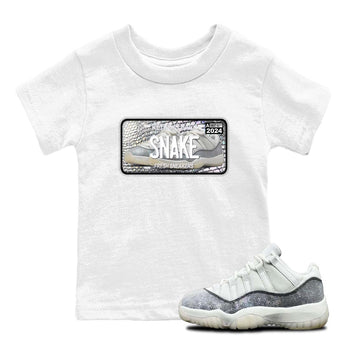 11s Year Of The Snake shirts to match jordans  Sneaker Plate shirts to match jordans Air Jordan 11 Retro Low Year Of The Snake match shoes to clothes SNRT Sneaker Tees Youth Baby White 1 tee
