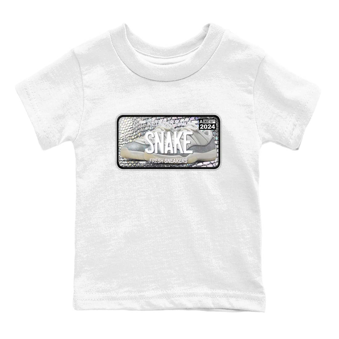 11s Year Of The Snake shirts to match jordans  Sneaker Plate shirts to match jordans Air Jordan 11 Retro Low Year Of The Snake match shoes to clothes SNRT Sneaker Tees Youth Baby White 2 tee