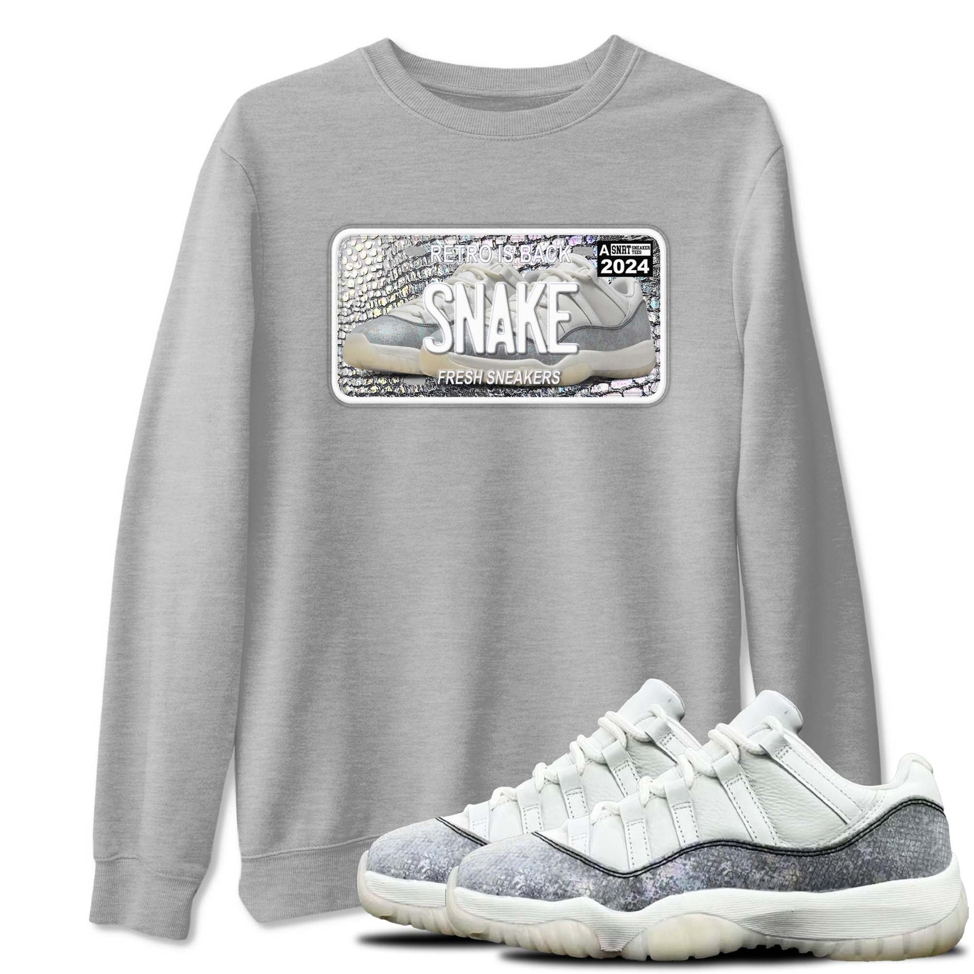 11s Year Of The Snake shirts to match jordans  Sneaker Plate shirts to match jordans Air Jordan 11 Retro Low Year Of The Snake match shoes to clothes SNRT Sneaker Tees unisex cotton Heather Grey 1 shirts