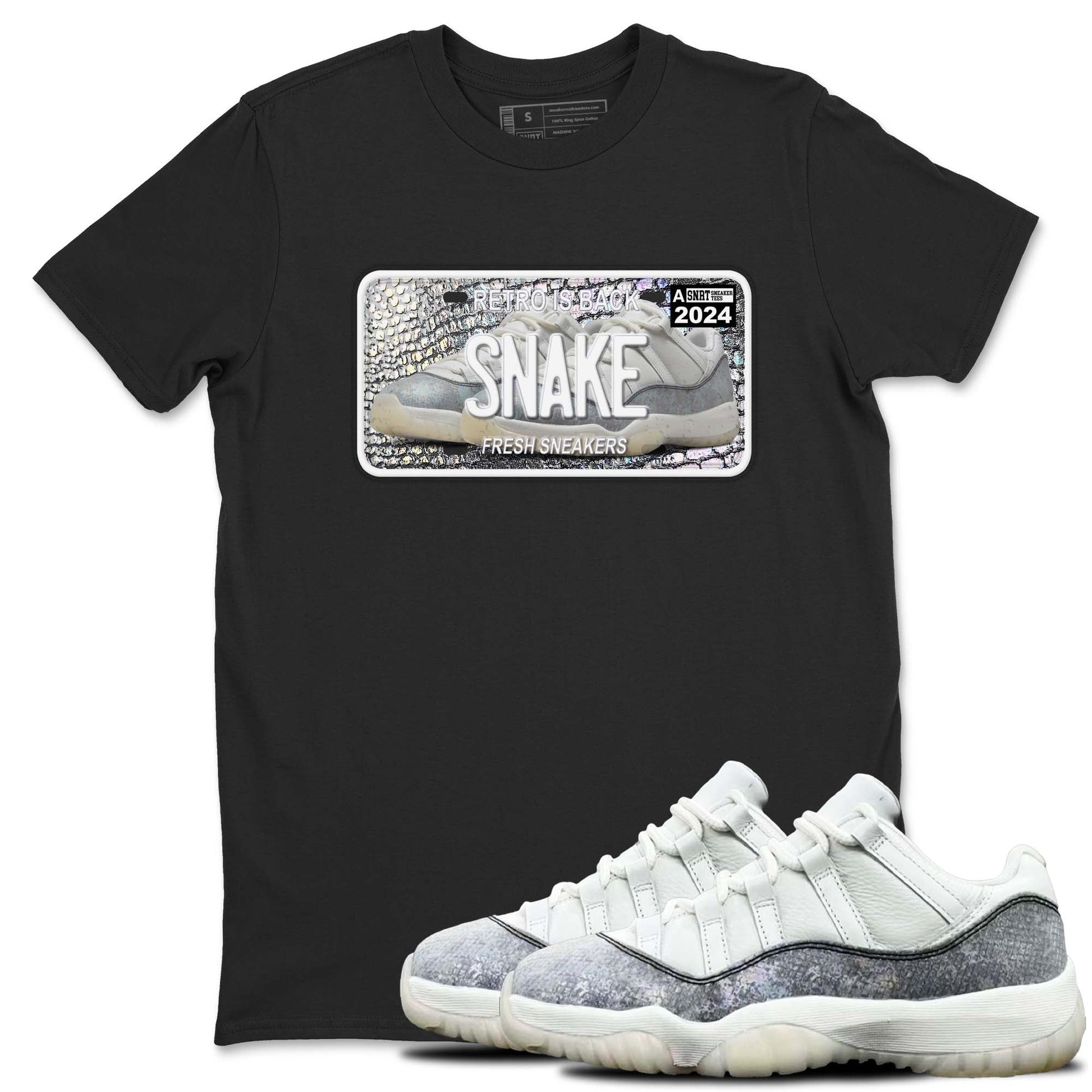 11s Year Of The Snake shirts to match jordans  Sneaker Plate shirts to match jordans Air Jordan 11 Retro Low Year Of The Snake match shoes to clothes SNRT Sneaker Tees unisex cotton Black 1 shirts