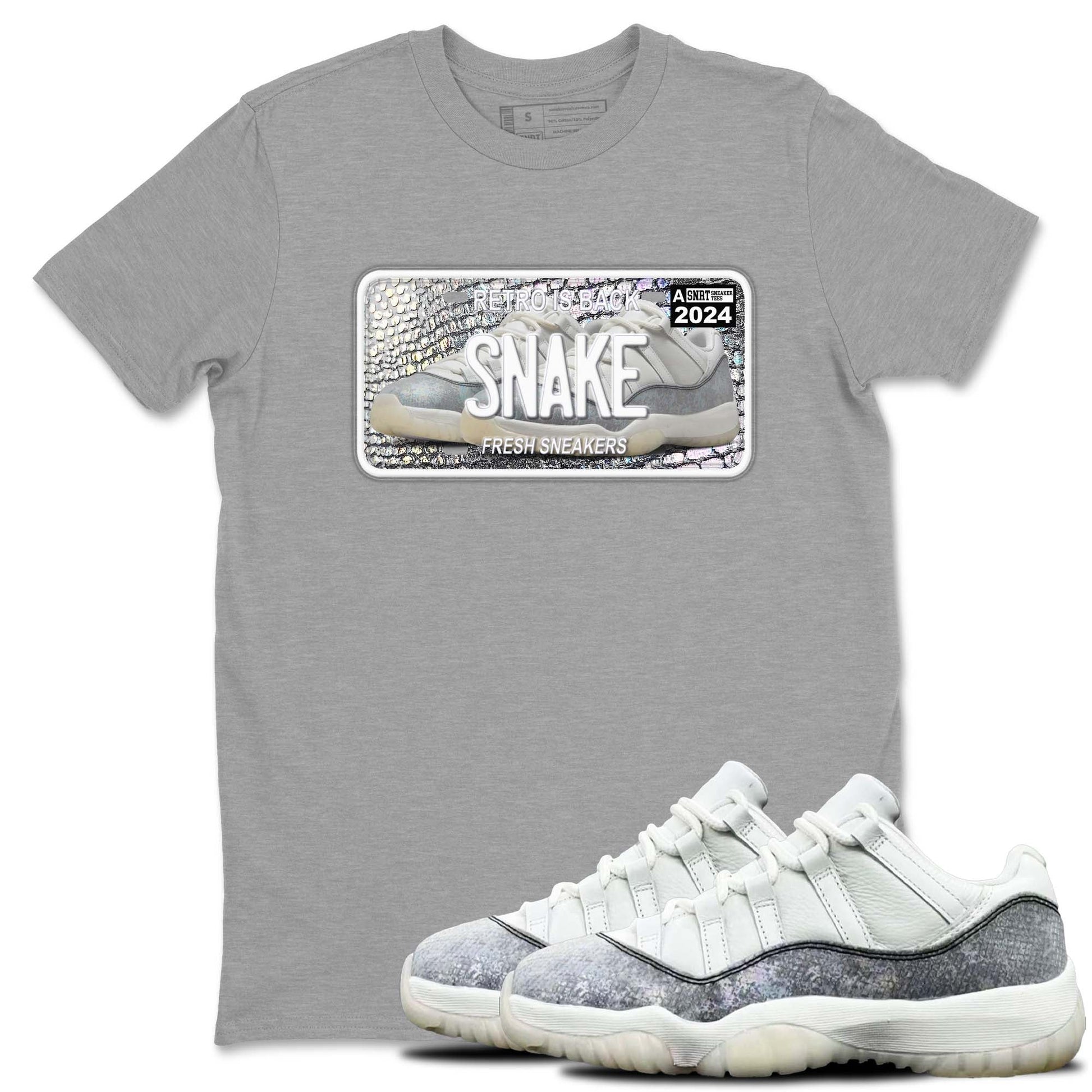 11s Year Of The Snake shirts to match jordans  Sneaker Plate shirts to match jordans Air Jordan 11 Retro Low Year Of The Snake match shoes to clothes SNRT Sneaker Tees unisex cotton Heather Grey 1 shirts