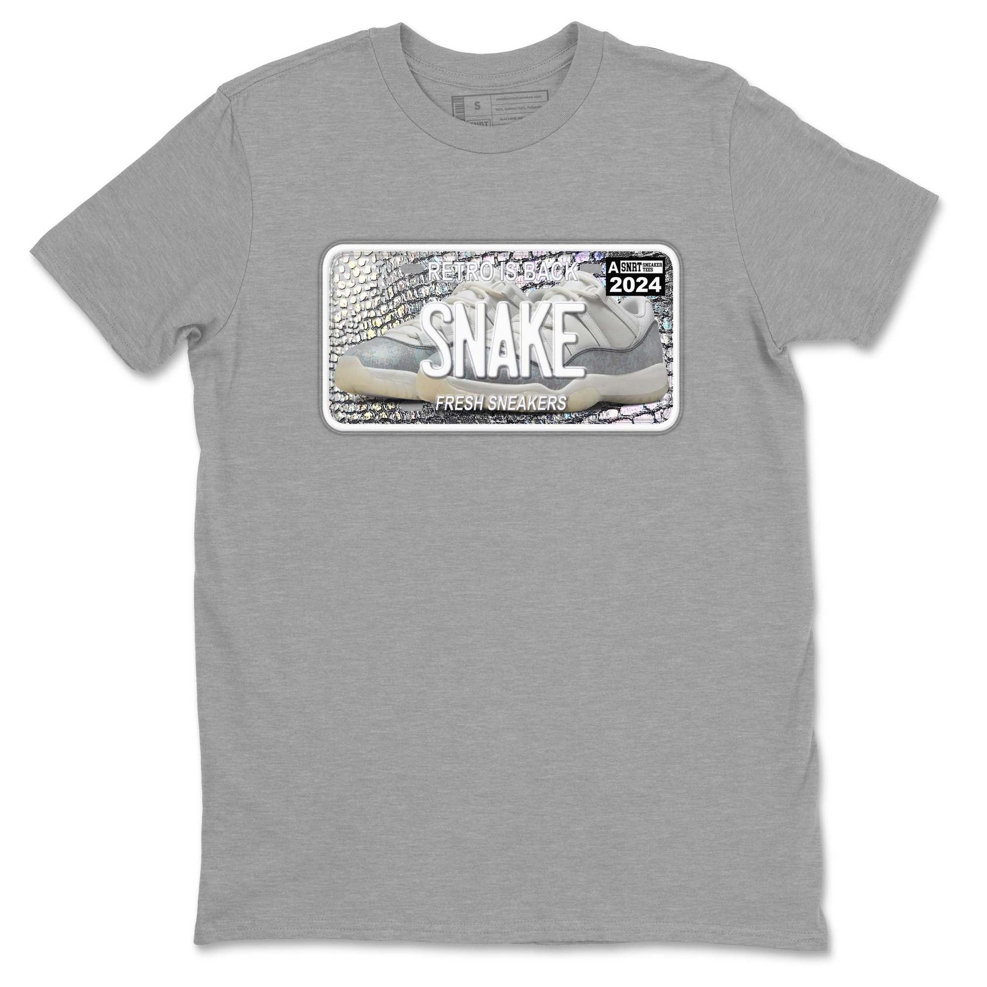 11s Year Of The Snake shirts to match jordans  Sneaker Plate shirts to match jordans Air Jordan 11 Retro Low Year Of The Snake match shoes to clothes SNRT Sneaker Tees unisex cotton Heather Grey 2 shirts