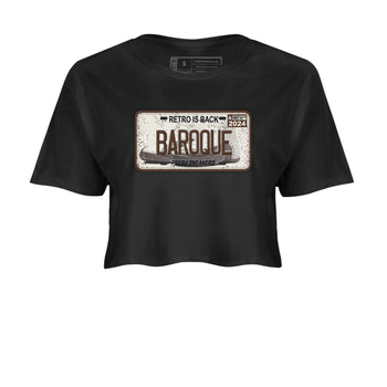 AJ12 Baroque Brown shirts to match jordans Sneaker Plate best t shirts to wear with jordans SoleFly x Jordan 12 Baroque Brown match shoes to clothes SNRT Sneaker Tees unisex cotton Black 2 crop tee