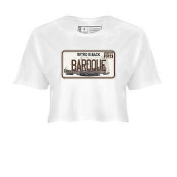 AJ12 Baroque Brown shirts to match jordans Sneaker Plate best t shirts to wear with jordans SoleFly x Jordan 12 Baroque Brown match shoes to clothes SNRT Sneaker Tees unisex cotton White 2 crop tee