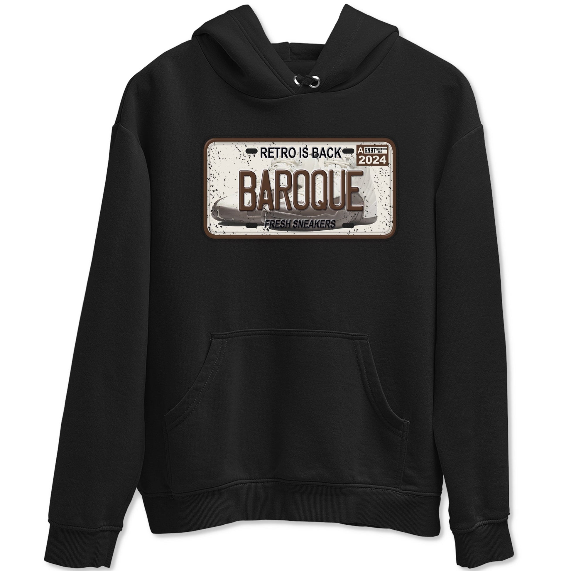 AJ12 Baroque Brown shirts to match jordans Sneaker Plate best t shirts to wear with jordans SoleFly x Jordan 12 Baroque Brown match shoes to clothes SNRT Sneaker Tees unisex cotton Black 2 shirts