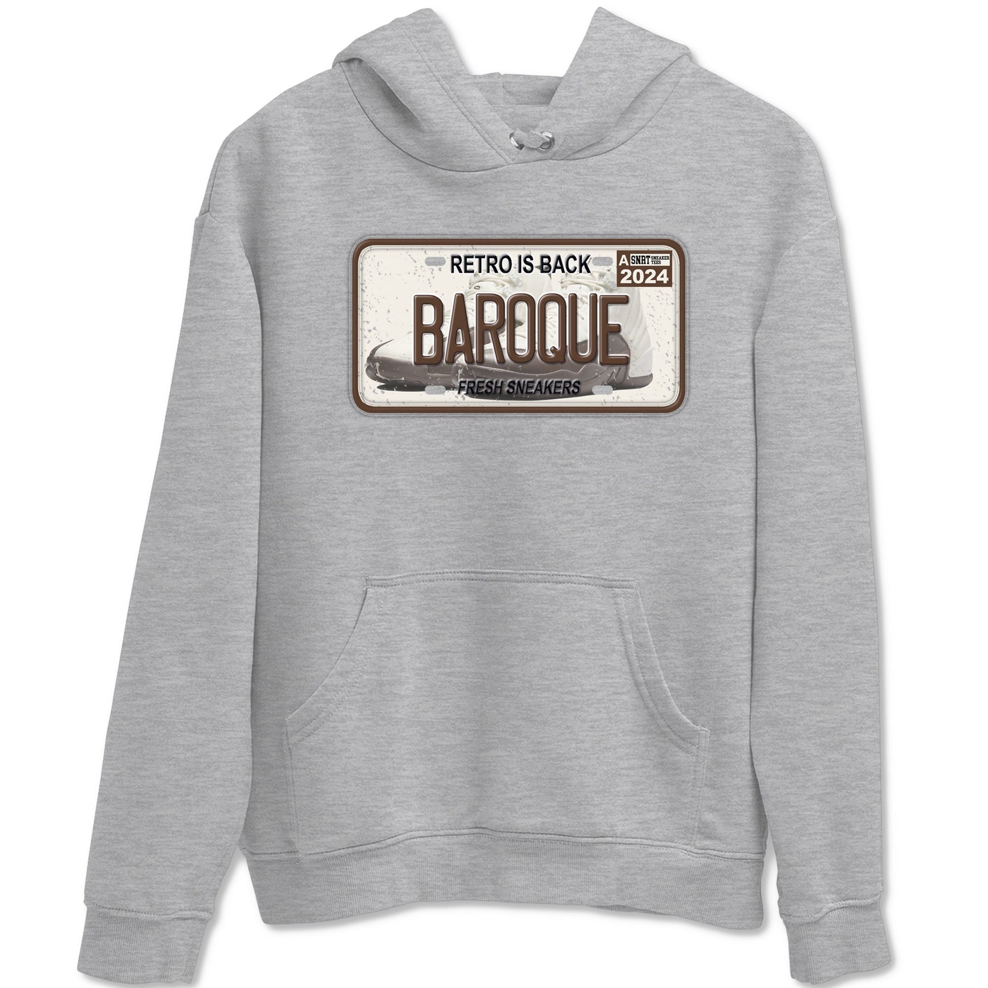 AJ12 Baroque Brown shirts to match jordans Sneaker Plate best t shirts to wear with jordans SoleFly x Jordan 12 Baroque Brown match shoes to clothes SNRT Sneaker Tees unisex cotton Heather Grey 2 shirts