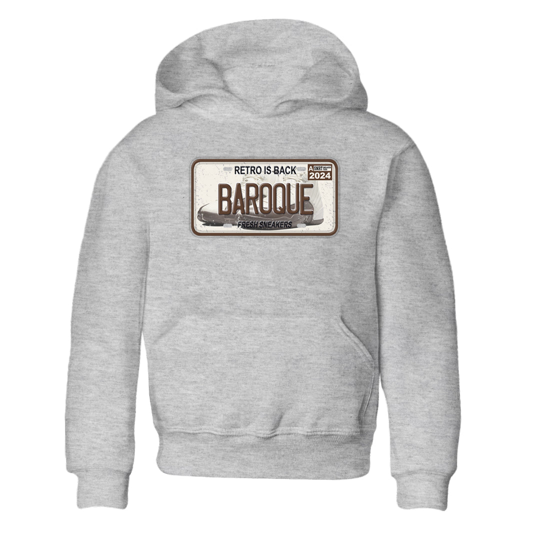 AJ12 Baroque Brown shirts to match jordans Sneaker Plate best t shirts to wear with jordans SoleFly x Jordan 12 Baroque Brown match shoes to clothes SNRT Sneaker Tees Youth Baby Heather Grey 2 tee