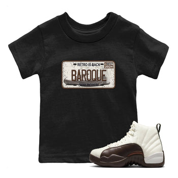 AJ12 Baroque Brown shirts to match jordans Sneaker Plate best t shirts to wear with jordans SoleFly x Jordan 12 Baroque Brown match shoes to clothes SNRT Sneaker Tees Youth Baby Black 1 tee