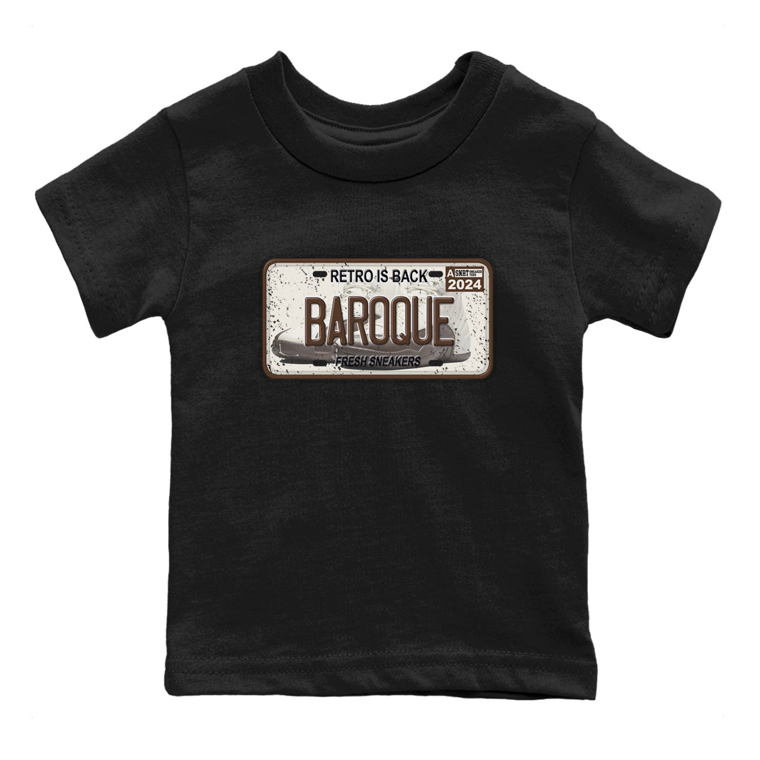 AJ12 Baroque Brown shirts to match jordans Sneaker Plate best t shirts to wear with jordans SoleFly x Jordan 12 Baroque Brown match shoes to clothes SNRT Sneaker Tees Youth Baby Black 2 tee