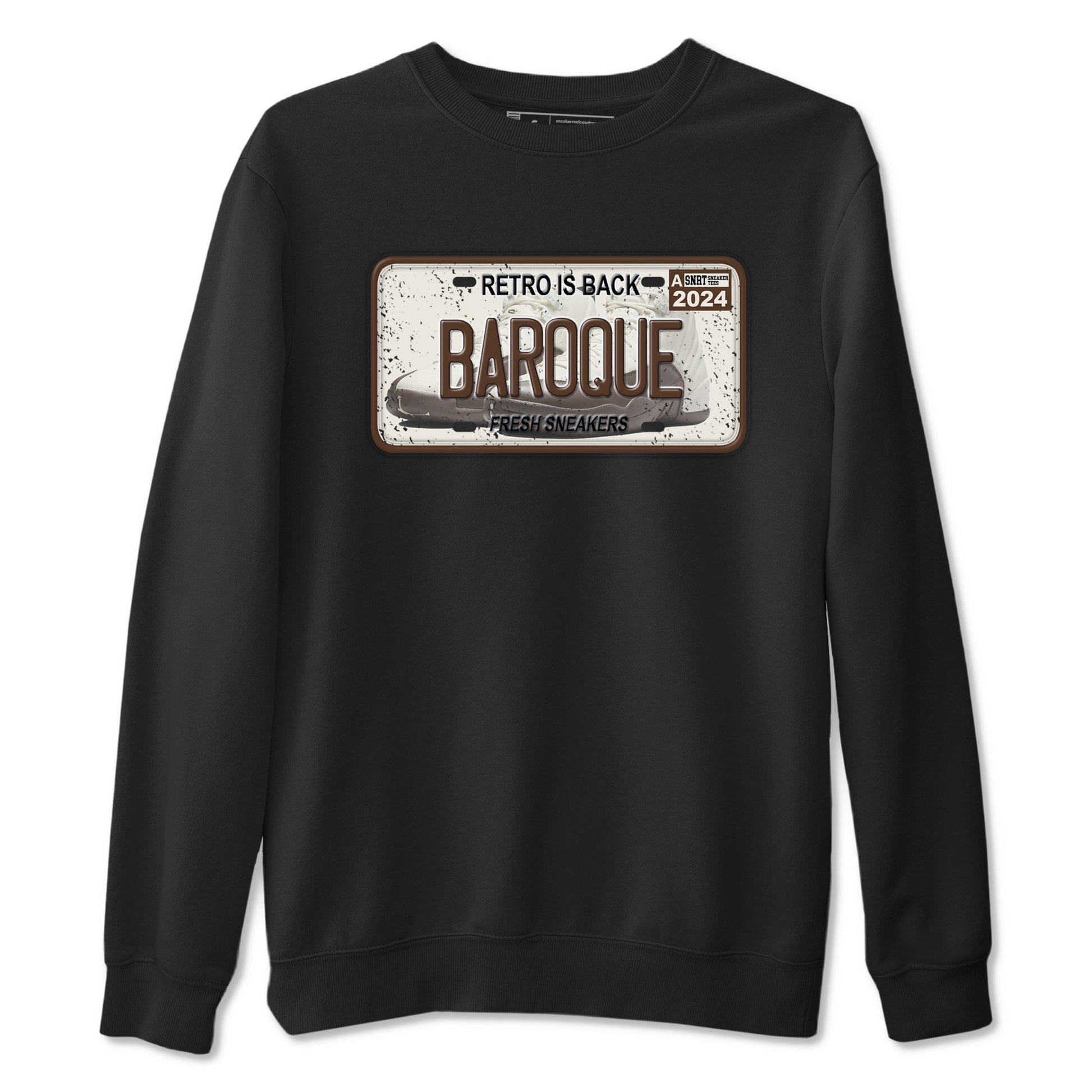 AJ12 Baroque Brown shirts to match jordans Sneaker Plate best t shirts to wear with jordans SoleFly x Jordan 12 Baroque Brown match shoes to clothes SNRT Sneaker Tees unisex cotton Black 2 shirts