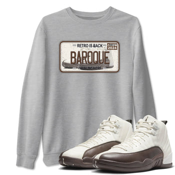 AJ12 Baroque Brown shirts to match jordans Sneaker Plate best t shirts to wear with jordans SoleFly x Jordan 12 Baroque Brown match shoes to clothes SNRT Sneaker Tees unisex cotton Heather Grey 1 shirts