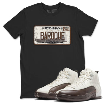 AJ12 Baroque Brown shirts to match jordans Sneaker Plate best t shirts to wear with jordans SoleFly x Jordan 12 Baroque Brown match shoes to clothes SNRT Sneaker Tees unisex cotton Black 1 shirts