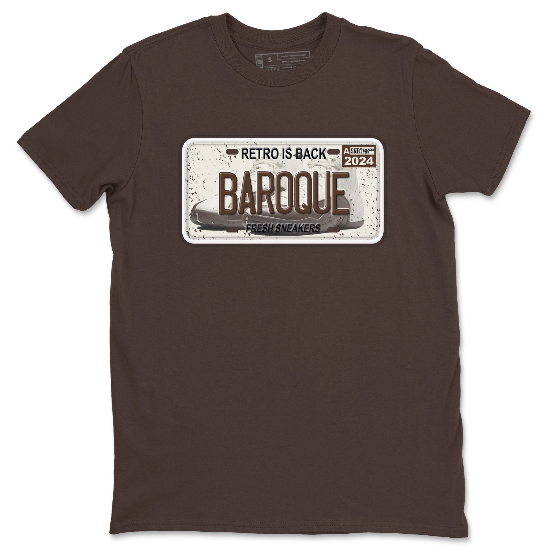 AJ12 Baroque Brown shirts to match jordans Sneaker Plate best t shirts to wear with jordans SoleFly x Jordan 12 Baroque Brown match shoes to clothes SNRT Sneaker Tees unisex cotton Dark Chocolate 2 shirts