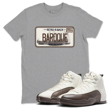 AJ12 Baroque Brown shirts to match jordans Sneaker Plate best t shirts to wear with jordans SoleFly x Jordan 12 Baroque Brown match shoes to clothes SNRT Sneaker Tees unisex cotton Heather Grey 1 shirts