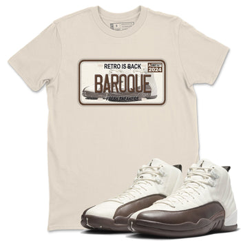 AJ12 Baroque Brown shirts to match jordans Sneaker Plate best t shirts to wear with jordans SoleFly x Jordan 12 Baroque Brown match shoes to clothes SNRT Sneaker Tees unisex cotton Natural 1 shirts